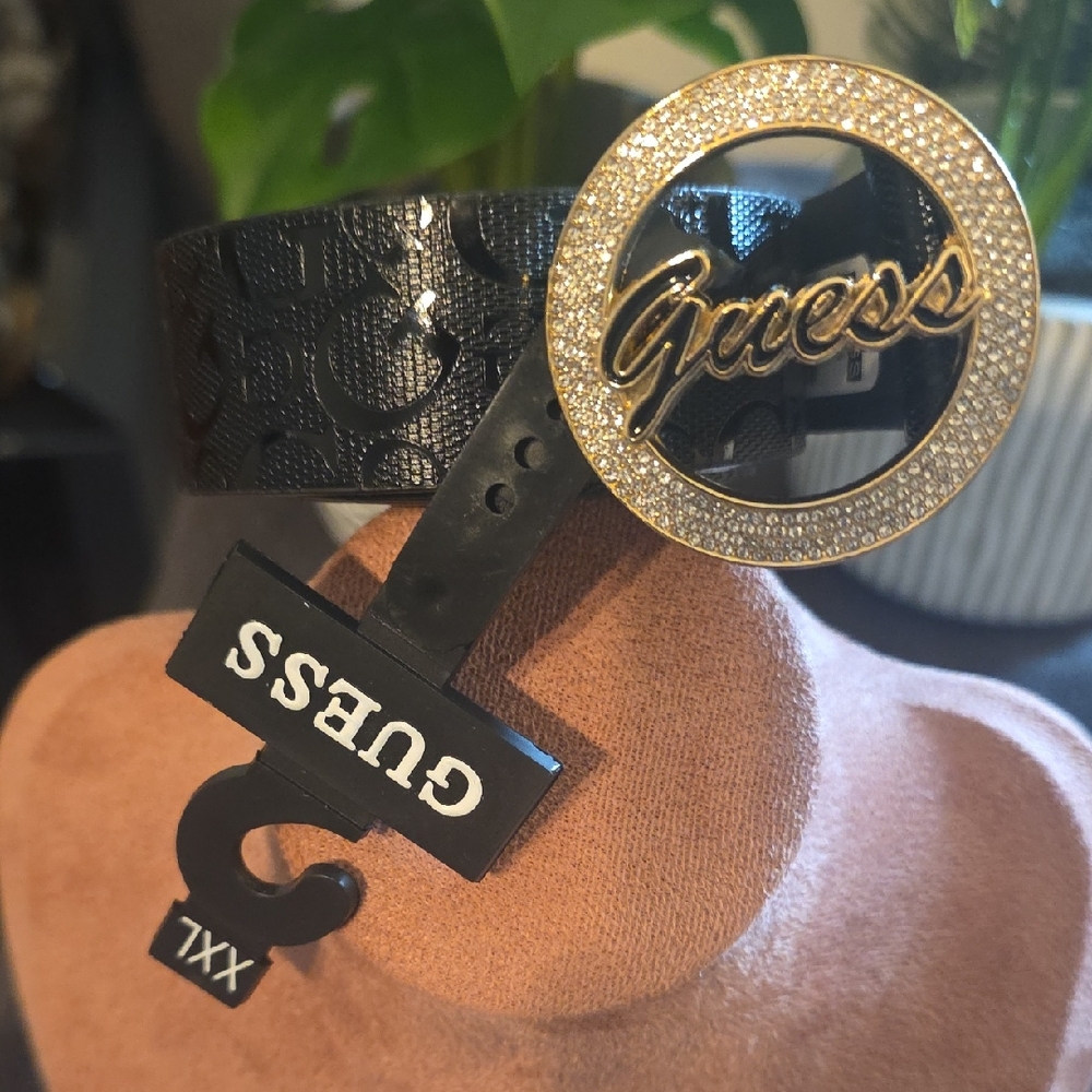 Guess Black Belt with Gold Logo Accent